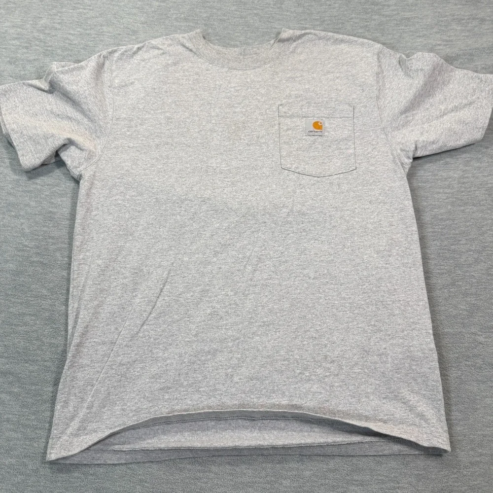 Carhartt Shirt Mens M Gray Loose Fit Pocket Short Sleeve Cotton Heavyweight Work